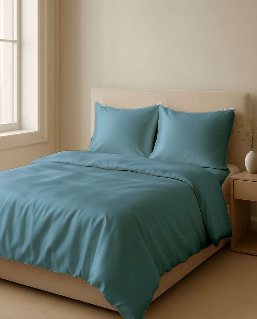 Seidendeckenbezüge – Babyblau